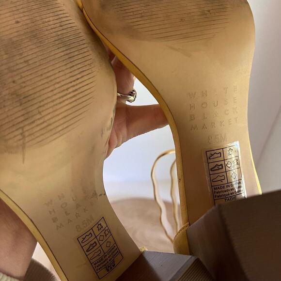 Pale Yellow Retro Mod Wavy Ankle Strap Stacked Chunky Heel Sandal 8.5 - Picture 11 of 13